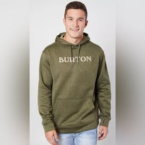 Burton Oak Hooded Men’s L Sweatshirt Logo OD Green Ski Snowboard Fleece Lined